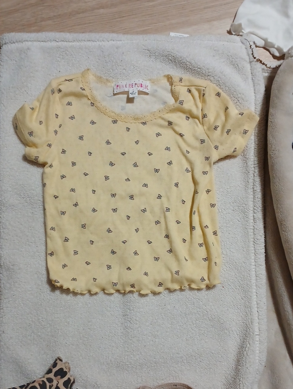 Pink Republic Yellow Short-Sleeve Tee with Tiny Butterfly Print